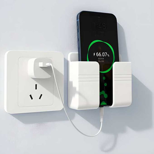 Wall Mounted Mobile Holder with Adhesive Strips & Charging Dock